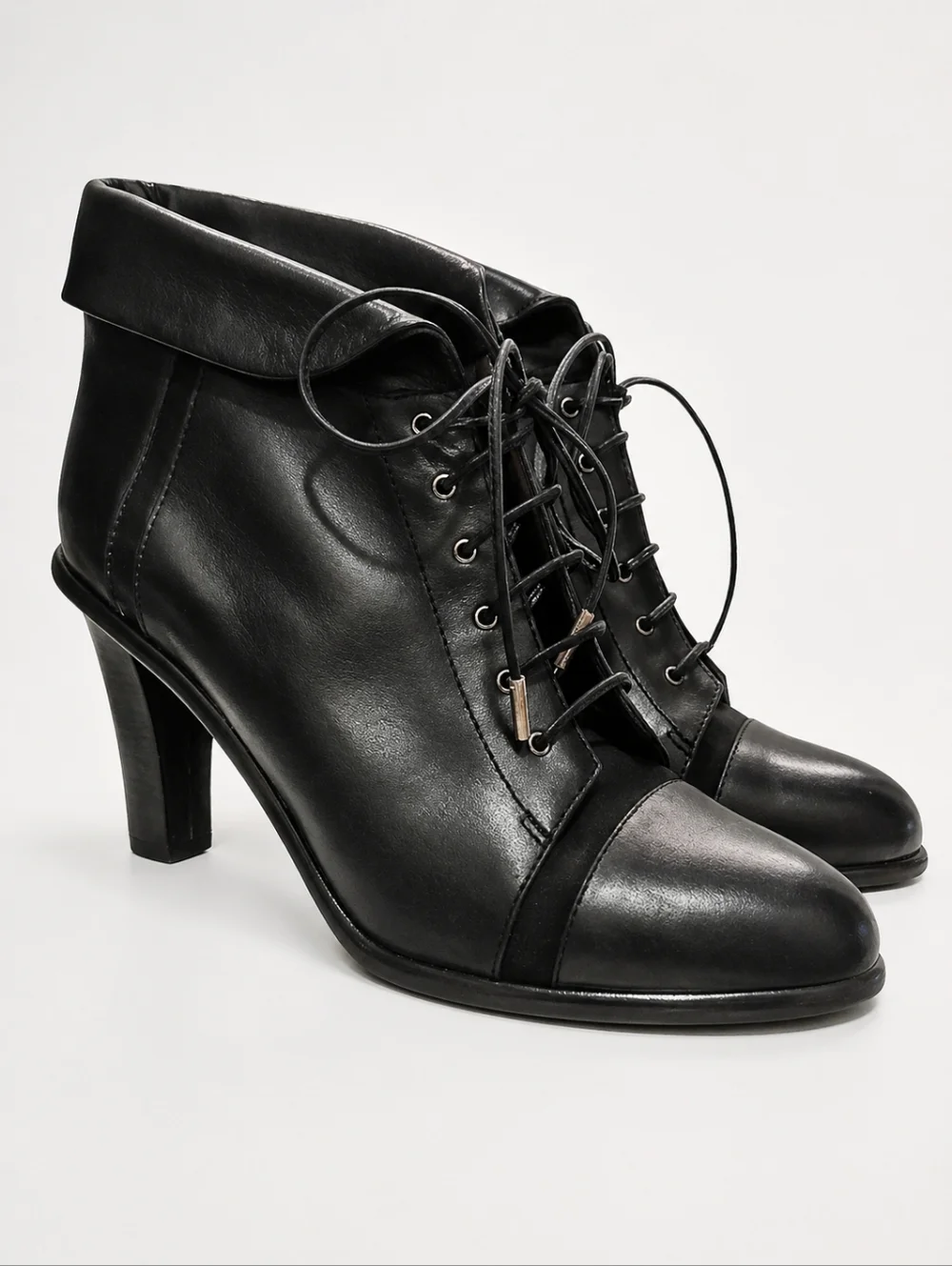 JIL SANDER | Black Leather Lace-Up Ankle Boots EU 36.5 / US 6.5